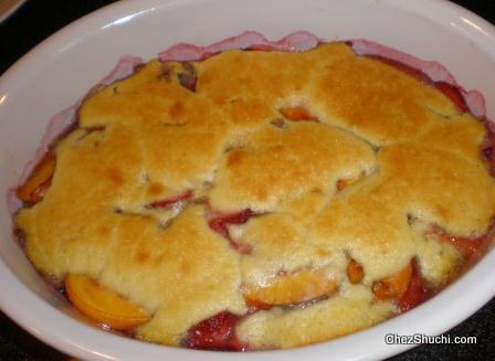  peach and strawberry cobbler